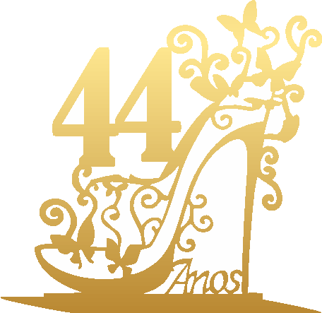 Topo De Bolo 44 Anos Acrílico Dourado