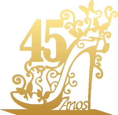Topo De Bolo 45 Anos Acrílico Dourado