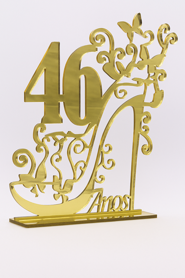 Topo De Bolo 15 Anos Acrílico Dourado