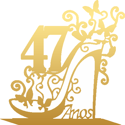 Topo De Bolo 47 Anos Acrílico Dourado